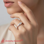 Three Stone Heart Sahped Cultured Twisted Vine Ring